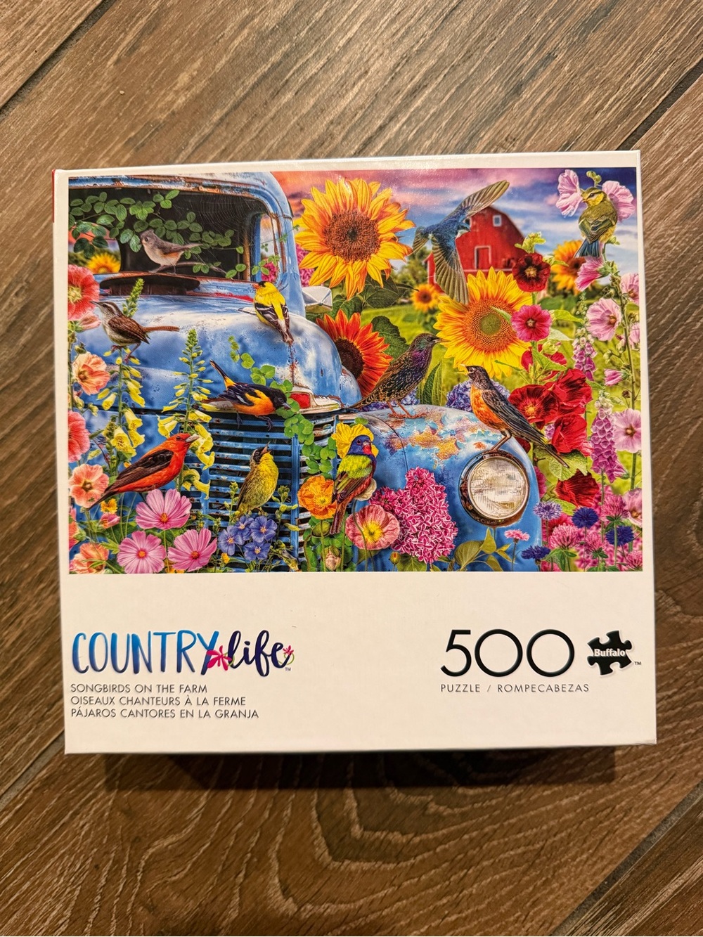 Country Life 500-Piece Puzzle - Songbirds on the Farm - Colorful Floral Truck